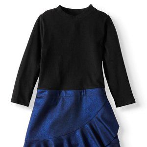 NWT S 6/6X Wonder Nation Girls Holiday Scuba Dress -Knit Top/Metallic Skirt -NWT